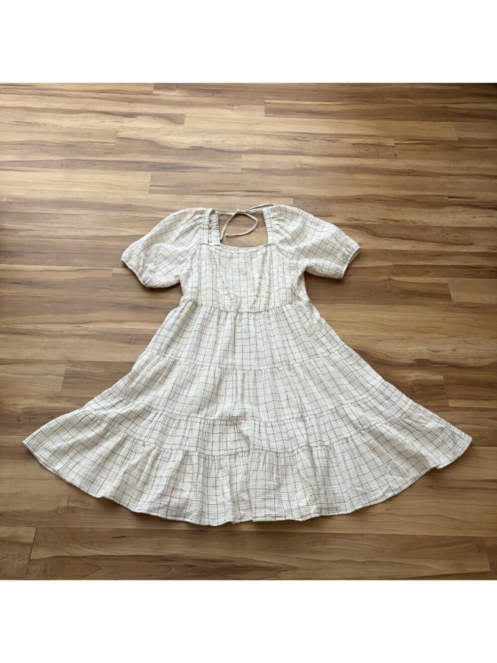 Nurture by Westbound Off White Tiered Women's Midi Dress Size 1X Puff Sleeve